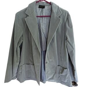 Vintage Blazer Womens 10 Christel sage green velvet jacket Boho Cottage Preppy